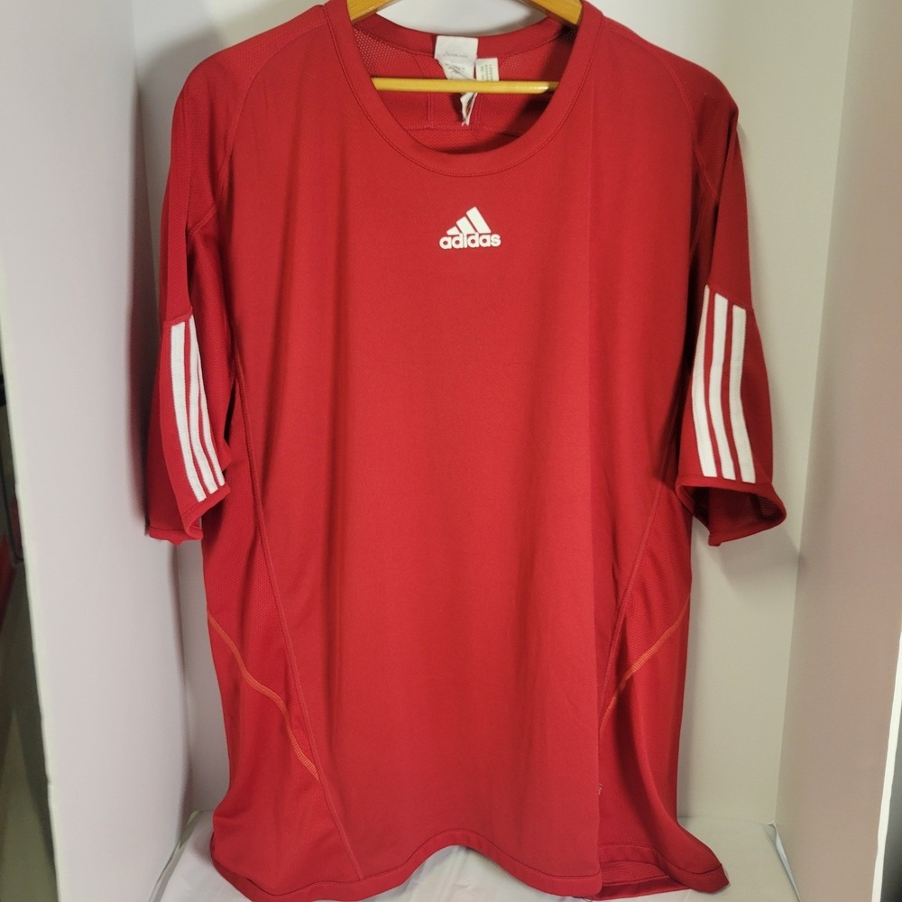 Adidas ClimaCool Mens Red Short Sleeve Athletic Training Shirt AK9001 Size XL